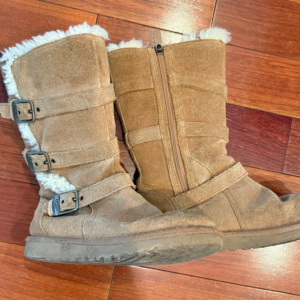 UGG Tan Suede Boots with Buckles